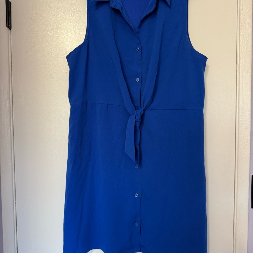Nine West Royal Blue Sleeveless Button-Down Dress